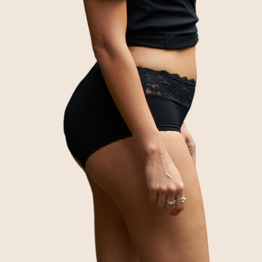 Black & Nude Lace Midi Underwear | Moderate to Heavy Protection